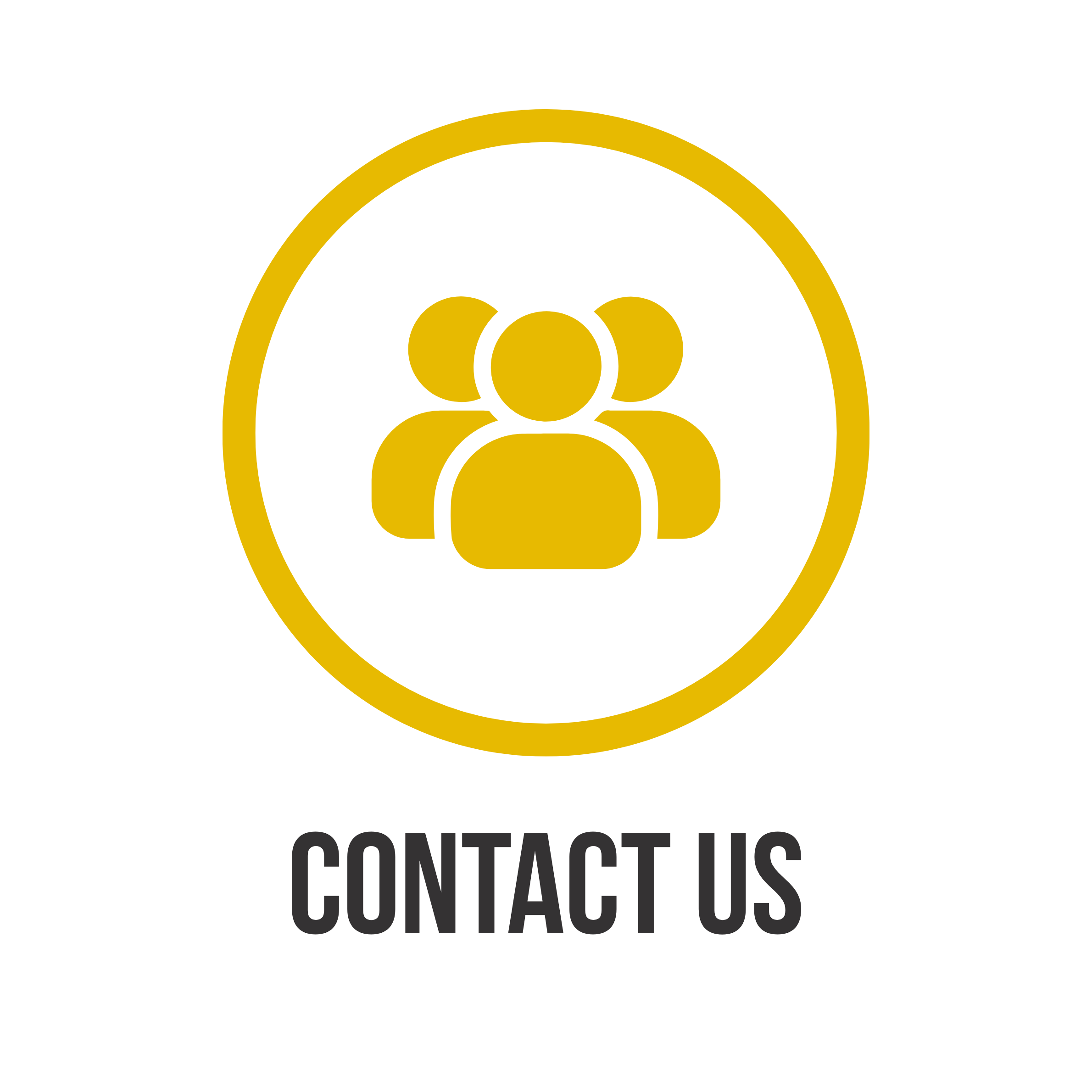 A yellow graphic of three abstract people used to represent social media.