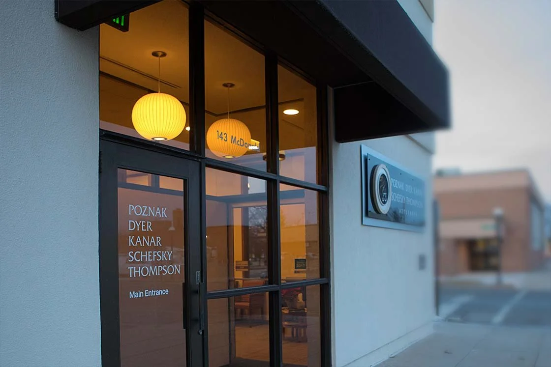 Main entrance to PDKST Law Firm in Midland, Michigan, serving businesses, families, and communities throughout the Great Lakes Bay Region.