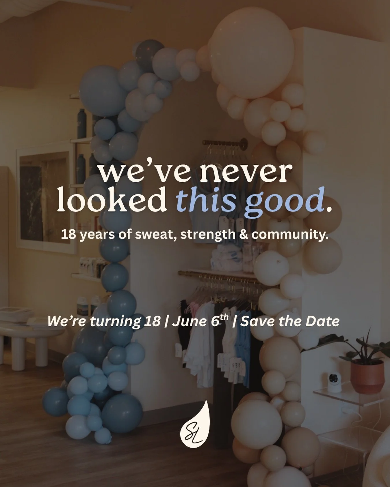 18 years looks good on us. ✨

Save the date &mdash; we&rsquo;re celebrating 18 years of sweat, strength &amp; community on June 6th from 9&ndash;11 AM at Sweat Lab Leawood.

Come hang with us for good vendors, exclusive discounts, community, and a fe