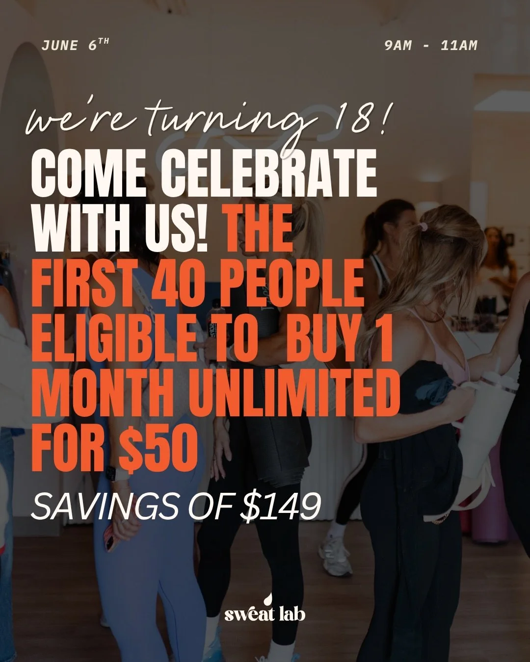 🎉 EIGHTEEN YEARS. ONE BIG CELEBRATION. 🎉

We&rsquo;re turning 18, and you&rsquo;re invited. 🧡

Join us on June 6 from 9&ndash;11 AM as we celebrate 18 years of fitness, community, and showing up together. Expect all the things we love most&hellip;
