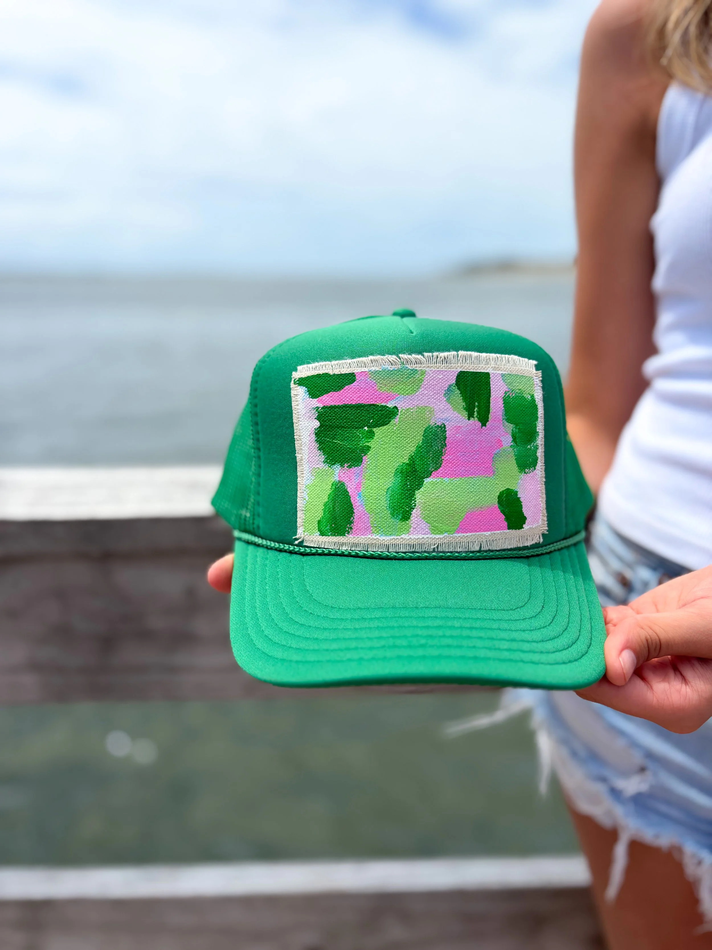 Pinks and Greens Original Abstract Patch