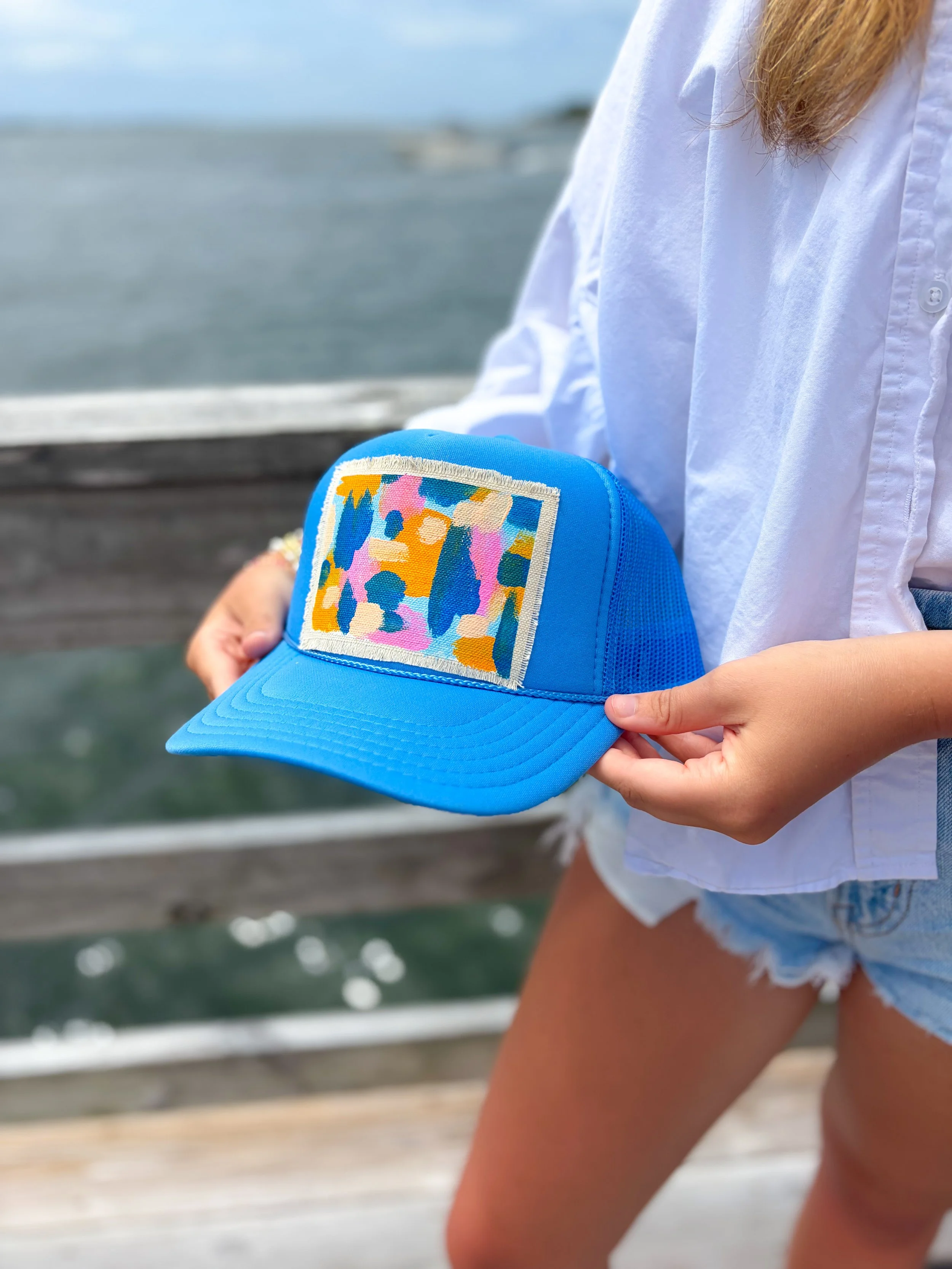 Blues, Tan, Orange, and Pink Abstract Patch