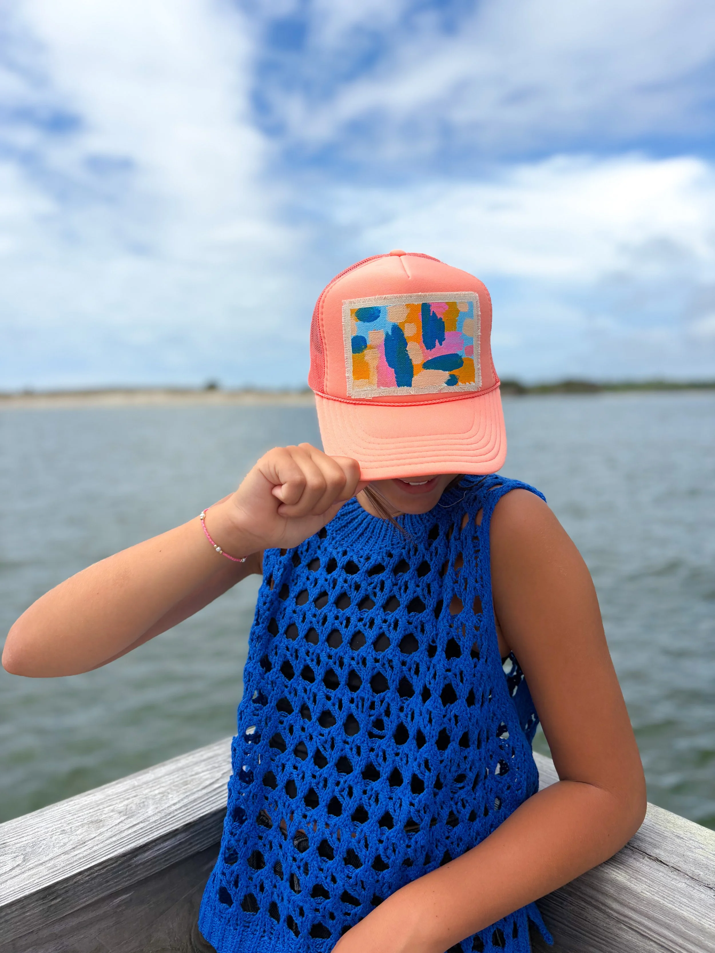 Blues, Tan, Orange, and Pink Abstract Patch