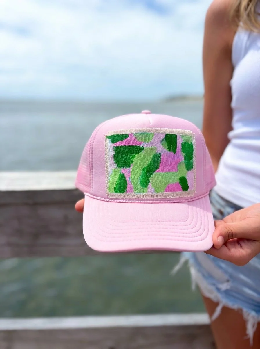 Pinks and Greens Original Abstract Patch