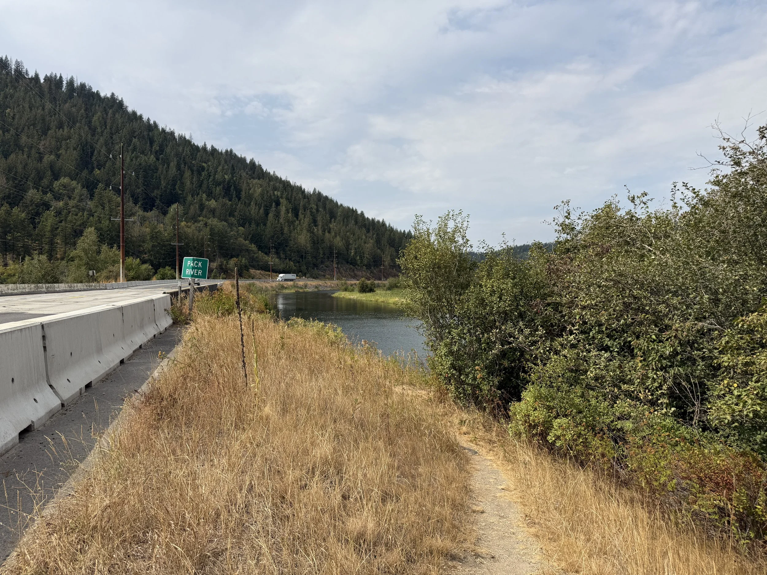 Pack River WMA — Trail leading down to the water from the northern highway pullout.