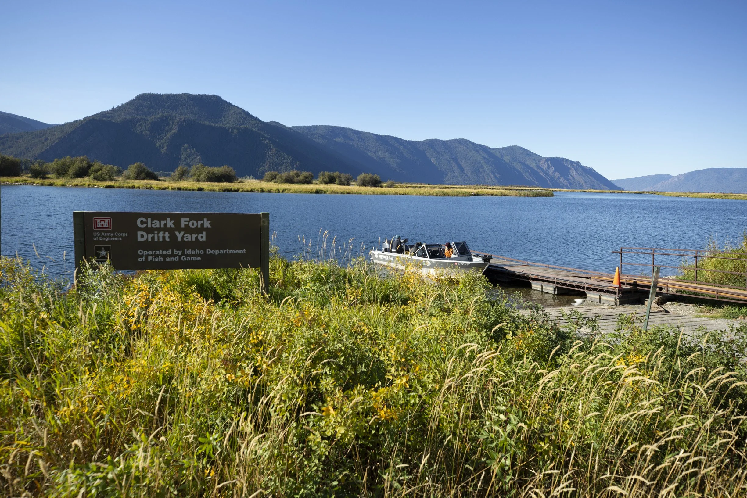 The Clark Fork Drift Yard offers convenient boat access to the Clark Fork Delta, a vast wetland ecosystem at the eastern end of Lake Pend Oreille known for its exceptional wildlife habitat, birdwatching, and paddling opportunities.