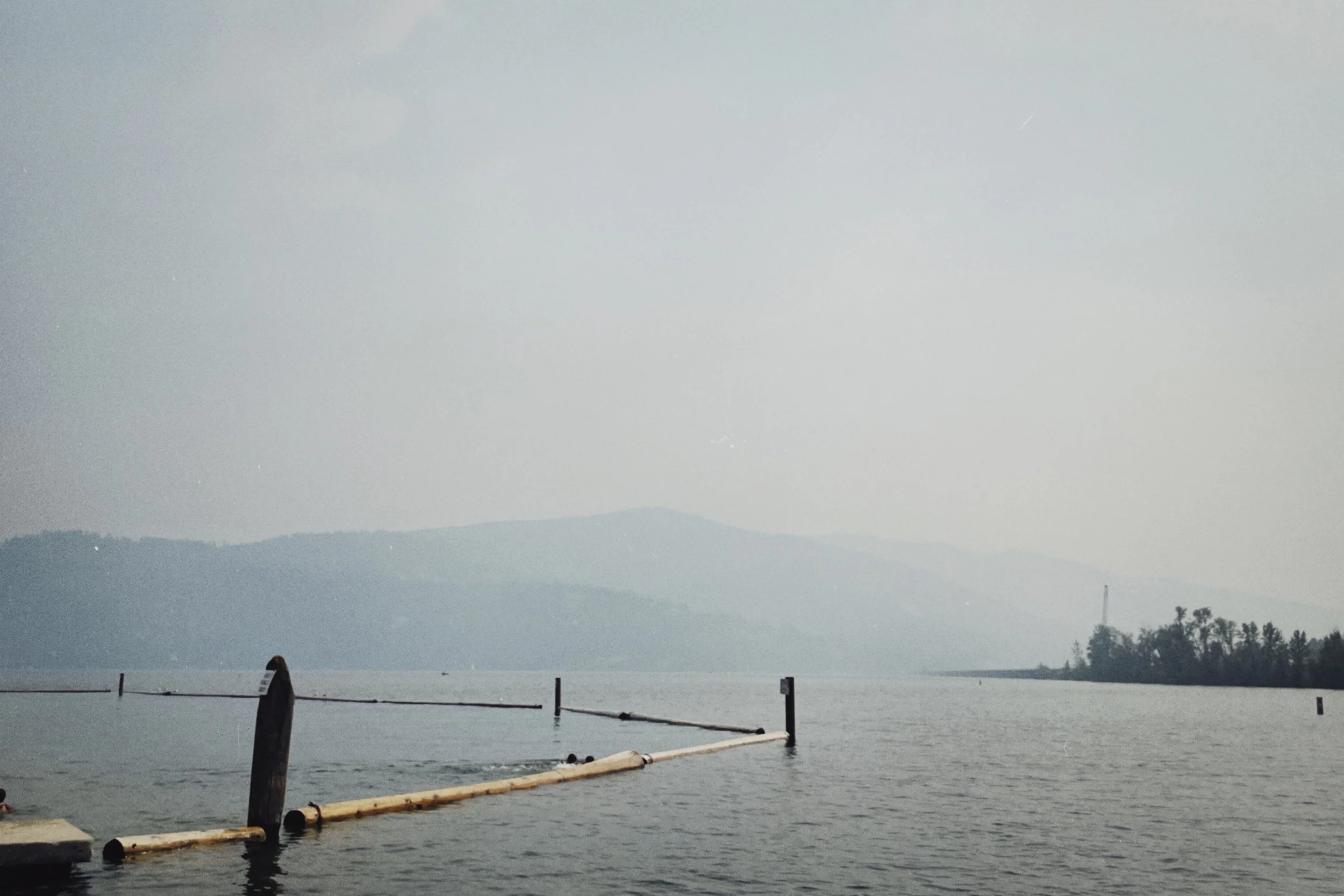 View from the City Beach Boat Launch on a smoky August afternoon.