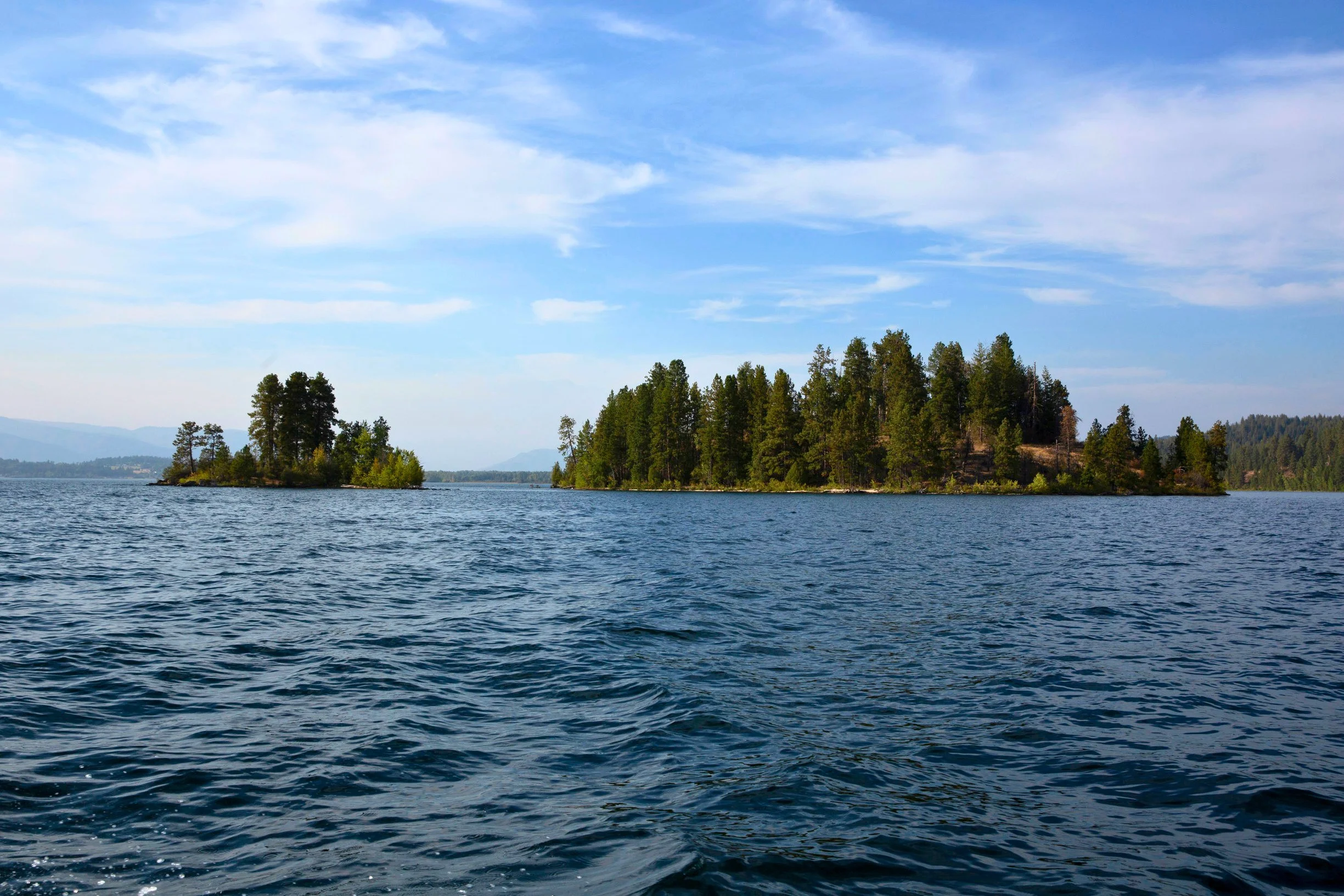 On the right: Fisherman's island, the larger of the two islands. A spectacular and secluded hideaway for summer day-se recreation.