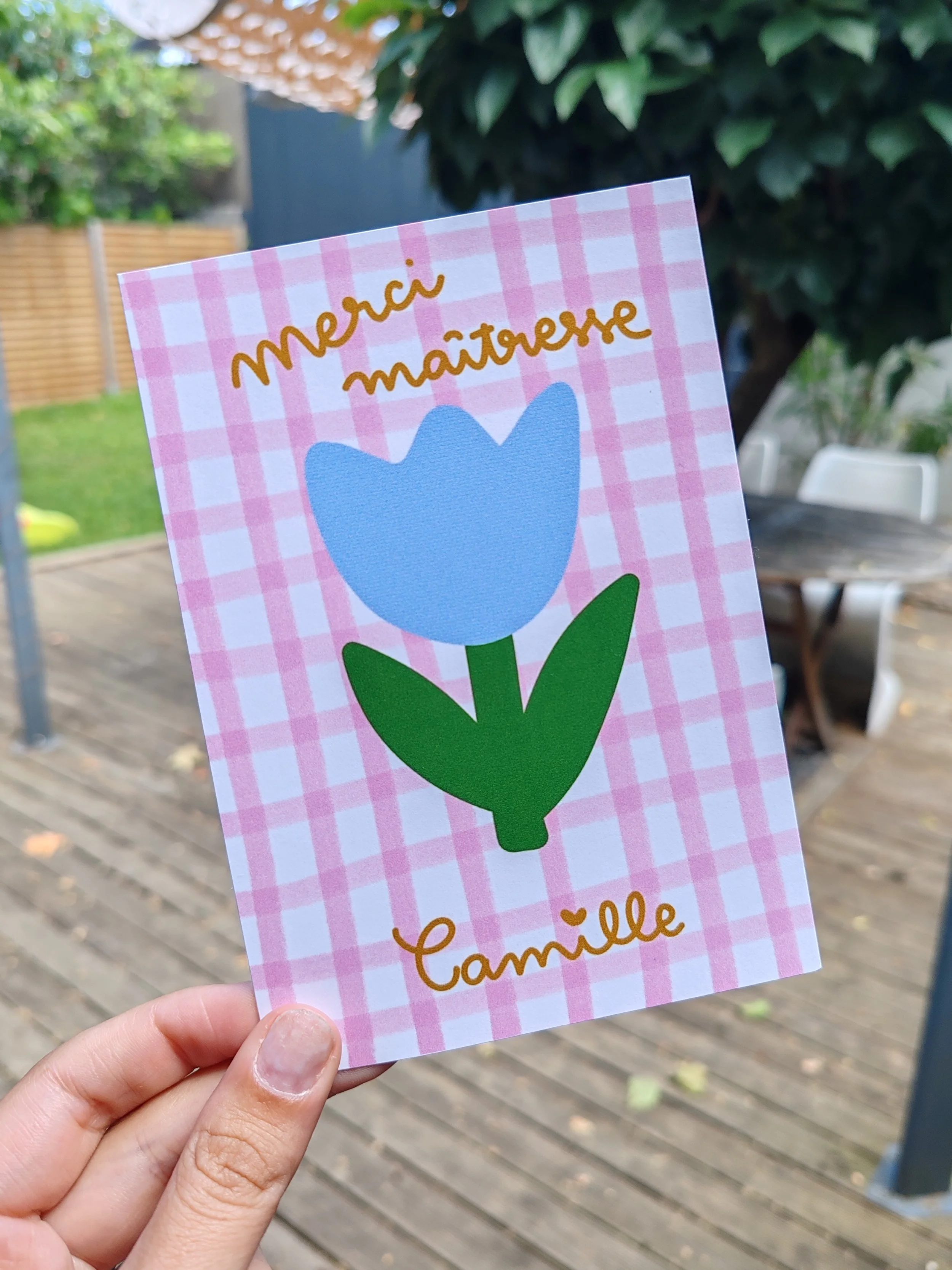 Carte A6 - Merci maîtresse/atsem/nounou (à personnaliser)