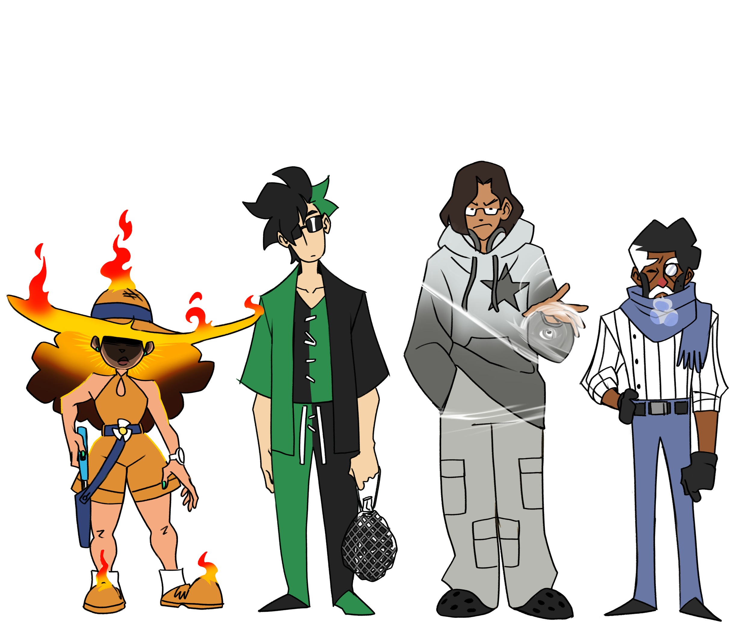 Original Empaths team (Pyro: May, Geo: Lin, Aero: Harlow, Cryo: Sunny)
