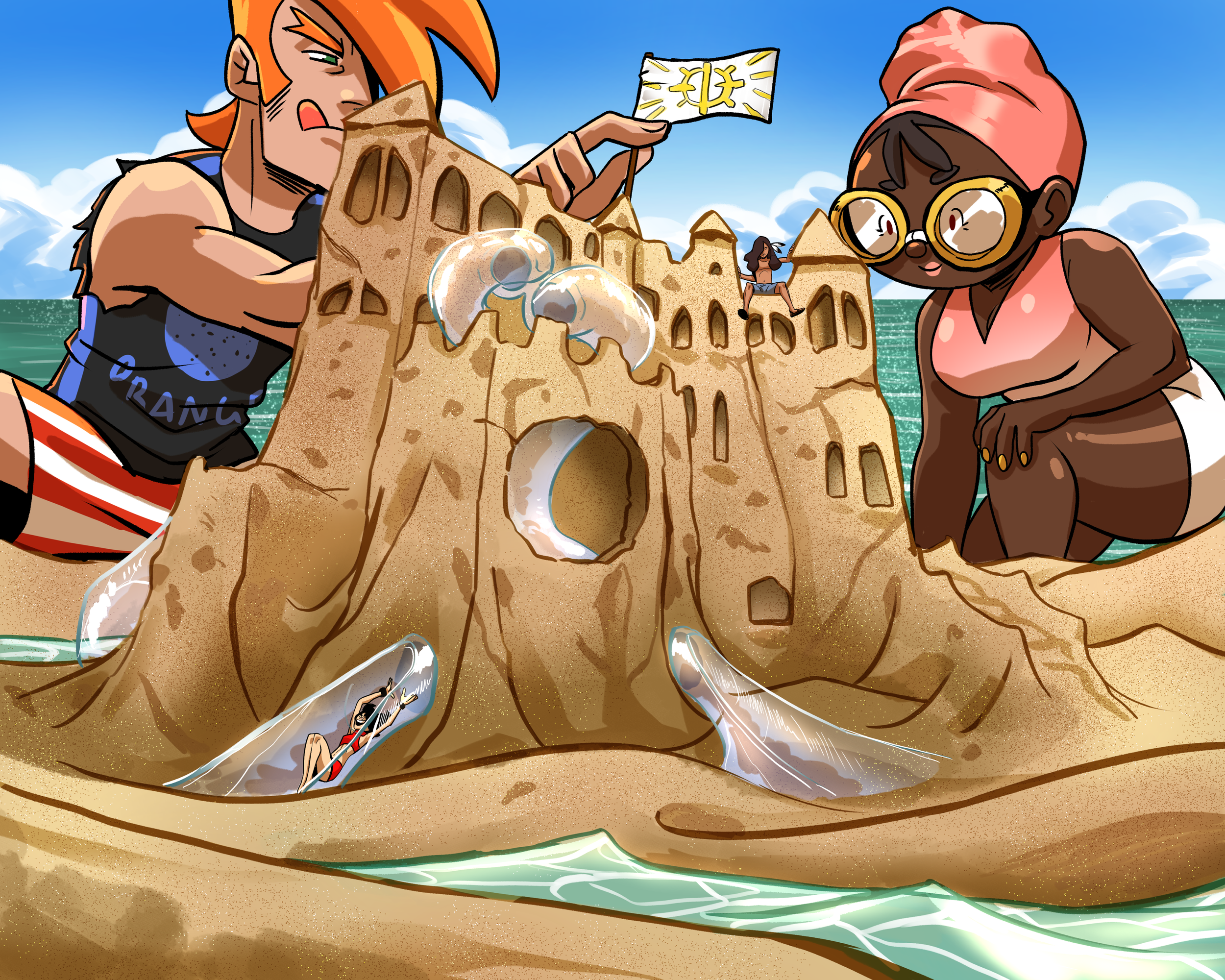 The Elements play sandcastle in their shared dream.