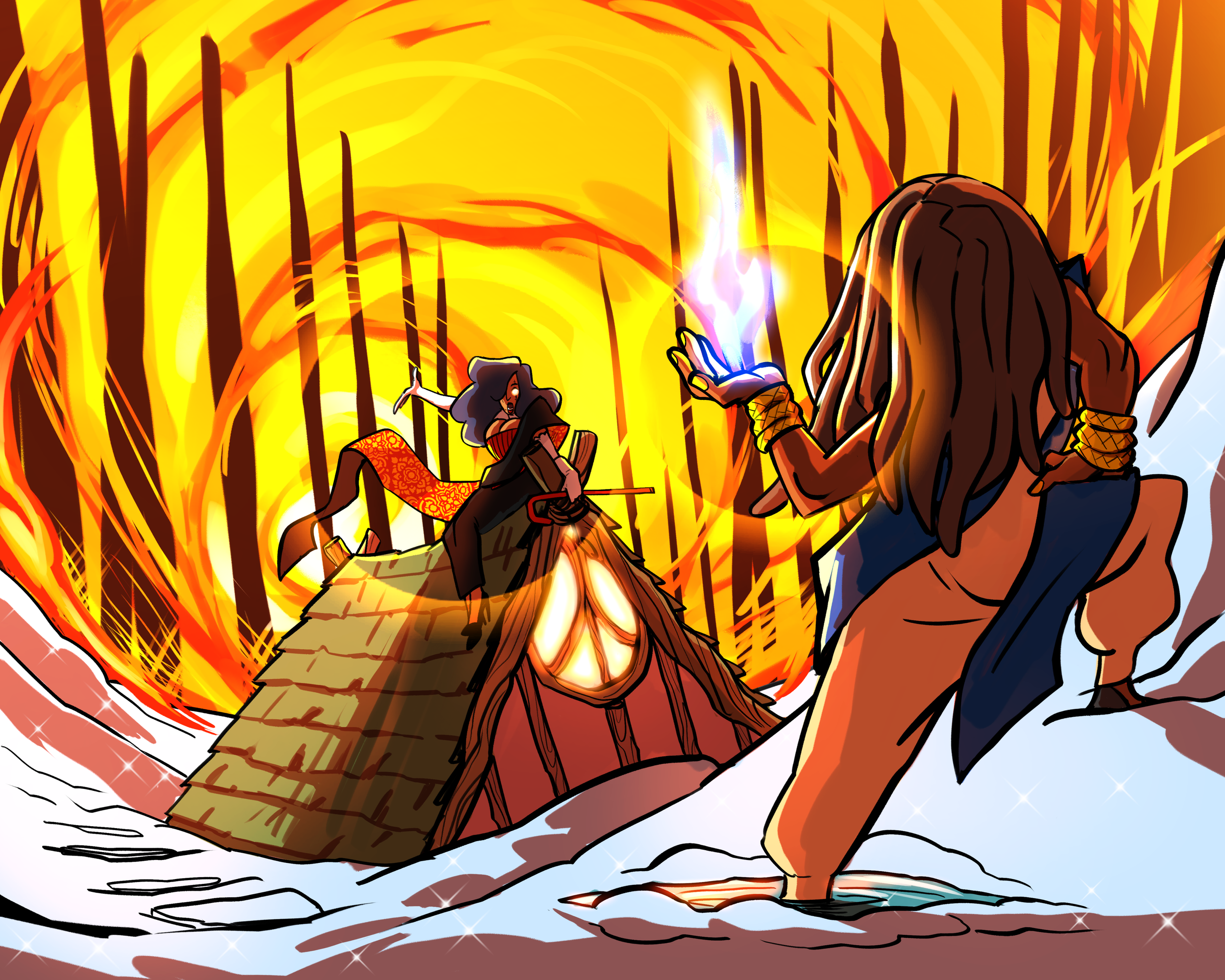 Benita trains with her predecessor, the ancient Element of Fire, Jezibelle. She's also Cloud's grandmother.