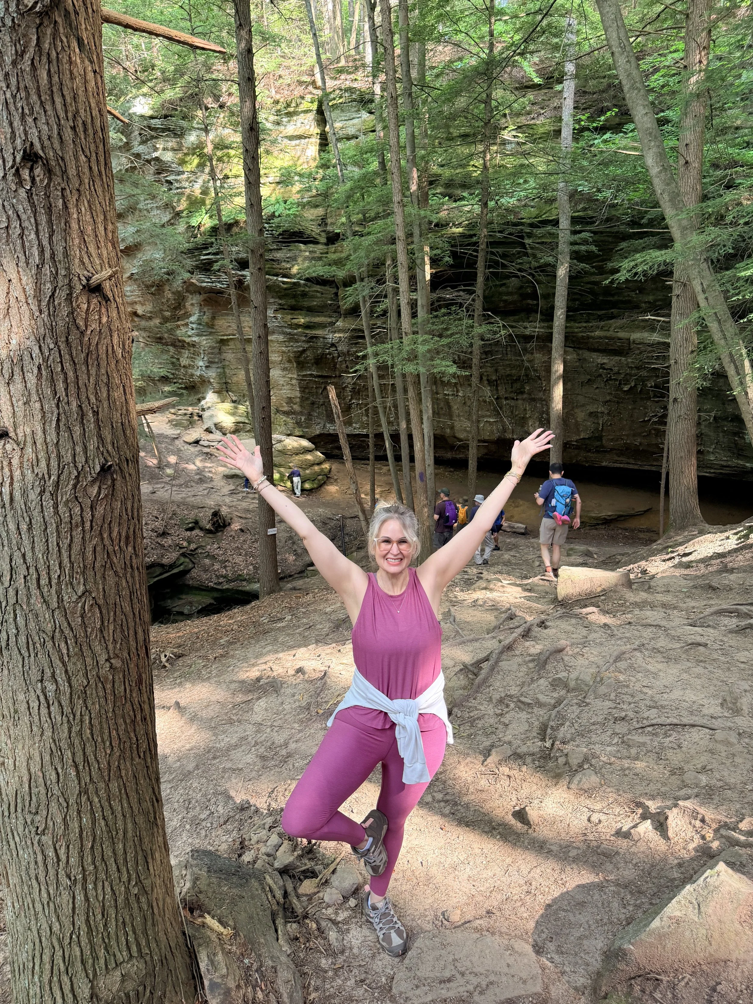 Yoga pose tree in nature Fire and Flow Yoga Carmel Indiana Fishers Indianapolis