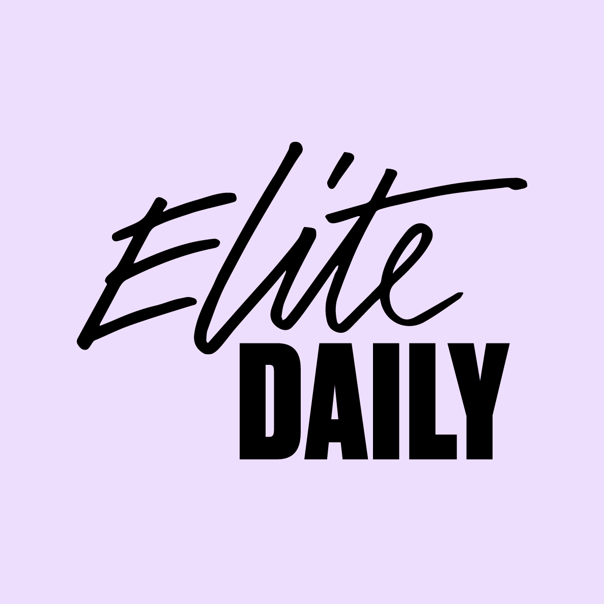 Text that says 'Elite Daily' on a light purple background.