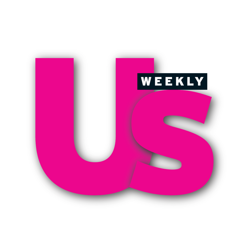 Logo for 'US Weekly' magazine in bold pink letters with black outline, the word 'WEEKLY' in white letters on a black rectangle