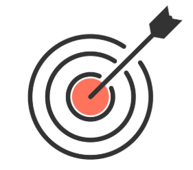 A target with an arrow in the center representing the company's vision.