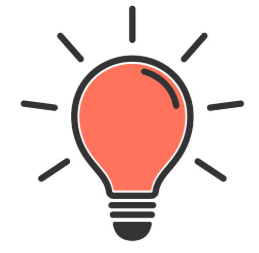 Light bulb lit, representing the company's mission.