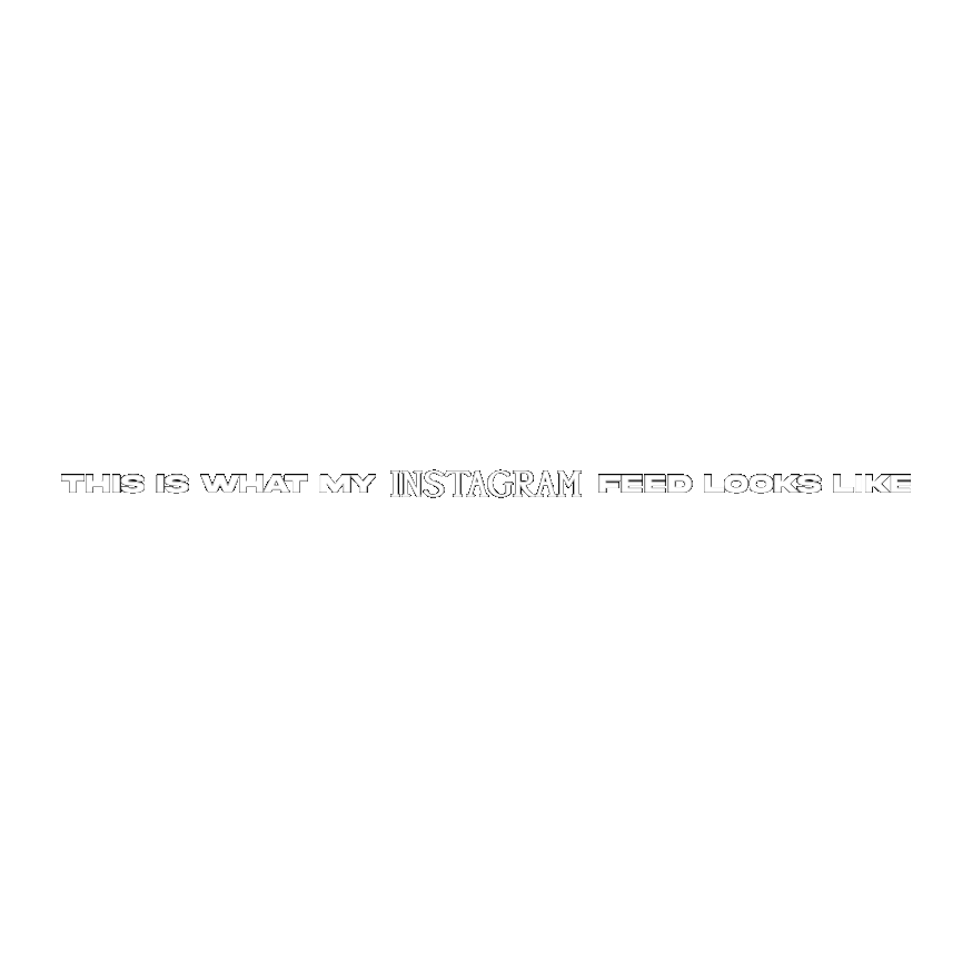 Ein schwarzes TikTok-Video mit weißen Händen, die einen Daumen hoch zeigen, und einer weißen Schrift, die sagt: "This is what my Instagram feed looks like".
