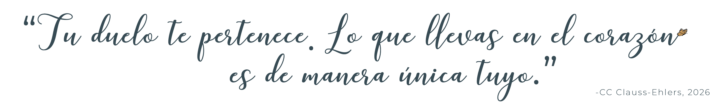 Inspirational quote in Spanish about love and the heart in cursive font with a small butterfly icon.