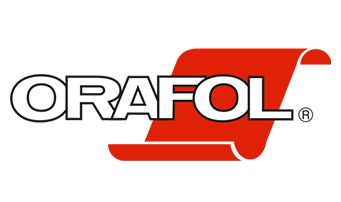 Logo with the word 'ORAFOL' and a red graphic element resembling a roll of material.