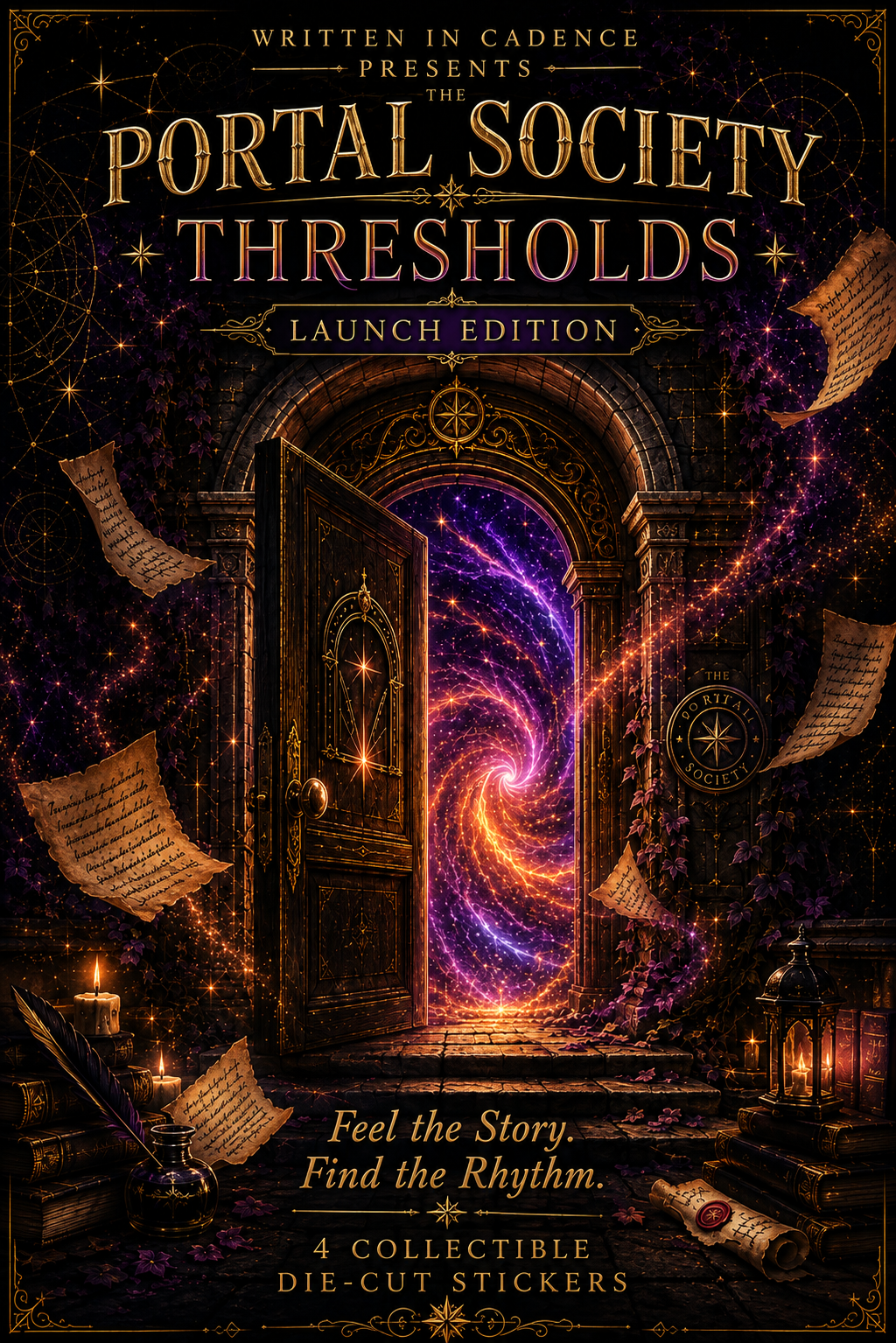 Thresholds Sticker Pack | 4 Portal Die-Cut Stickers | The Portal Society | Written in Cadence Launch Edition | Fantasy Bookish Stickers