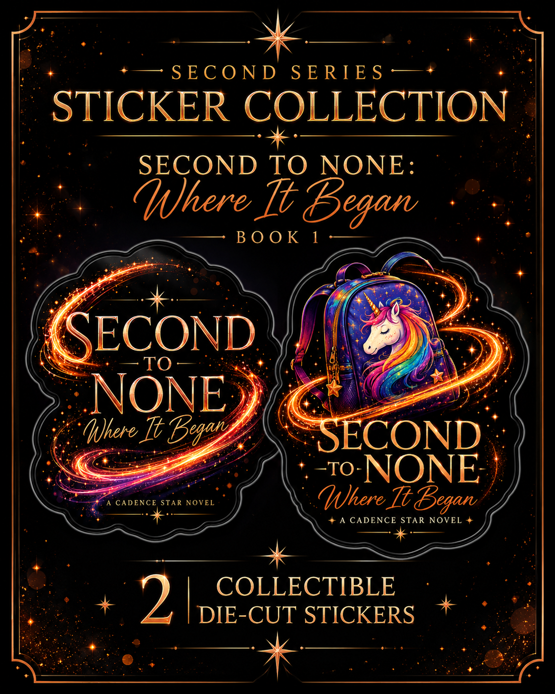 Second to None: Where It Began Sticker Pack | 2 Collectible Die-Cut Stickers | The Second Series Book 1 | Bookish Reader Stickers
