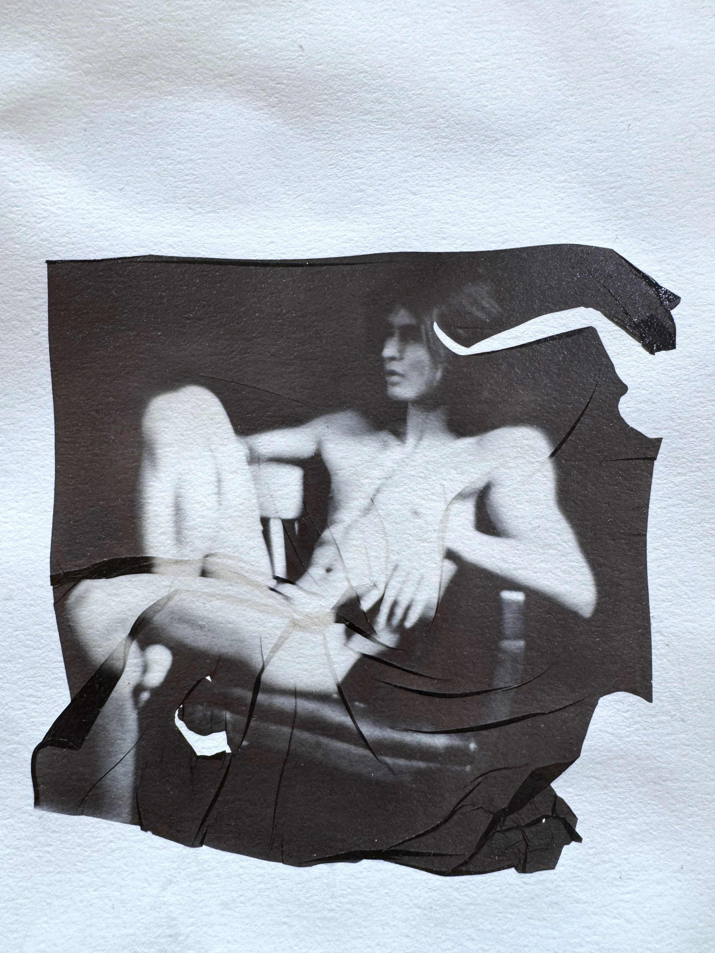 Thomas, Reclining | 
Polaroid emulsion transfer on watercolor paper | 
4x4 inches | 
Edition 1 of 1 | 
$1200