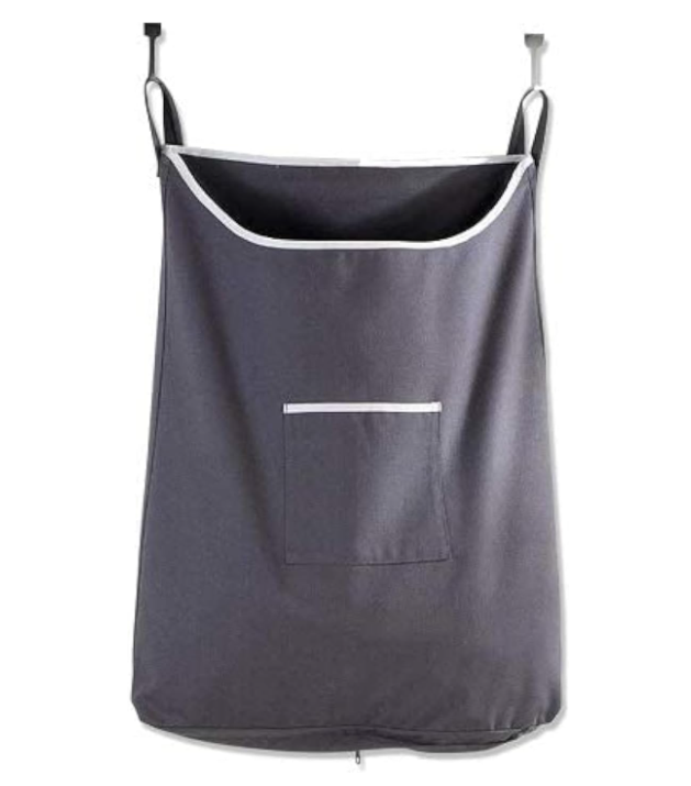 GORISEN Laundry Collector, Laundry Hamper, Door Hanging Laundry bag with hooks (Dark Grey, 65Liters)