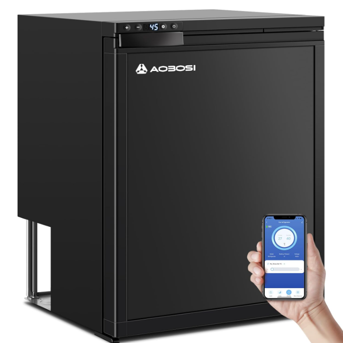 AAOBOSI 65L Campervan Fridge, Camping Refrigerator with APP Control, 12V Fridge Freezer for Campervan, Car, Truck, Boat, Motorhome, Travel.