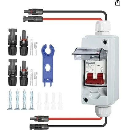 Jadeshay Circuit Breaker, PV Combiner Box DC Isolator 500V 32A String PV DC Isolation Switch Outdoor Waterproof Solar Combiner Box with 1 in 1 out 1 for Solar System.