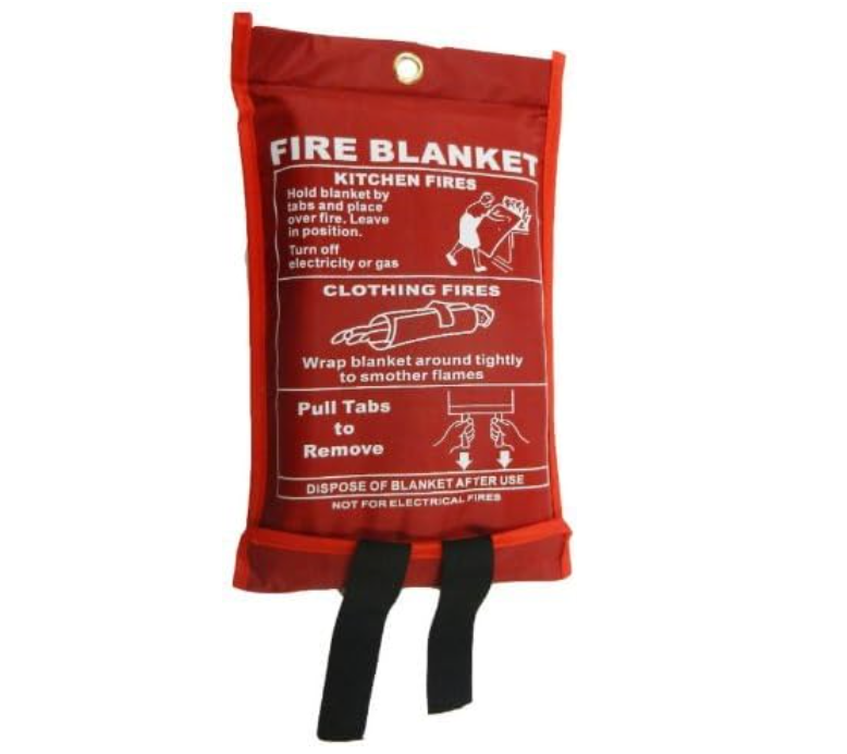 ACCESSORIES Fire Blanket 1m x 1m Woven Glass Fibre Kitchen Safety Equipment | Woven glass fibre material, Flameproof handles, Wall-mounted case,...