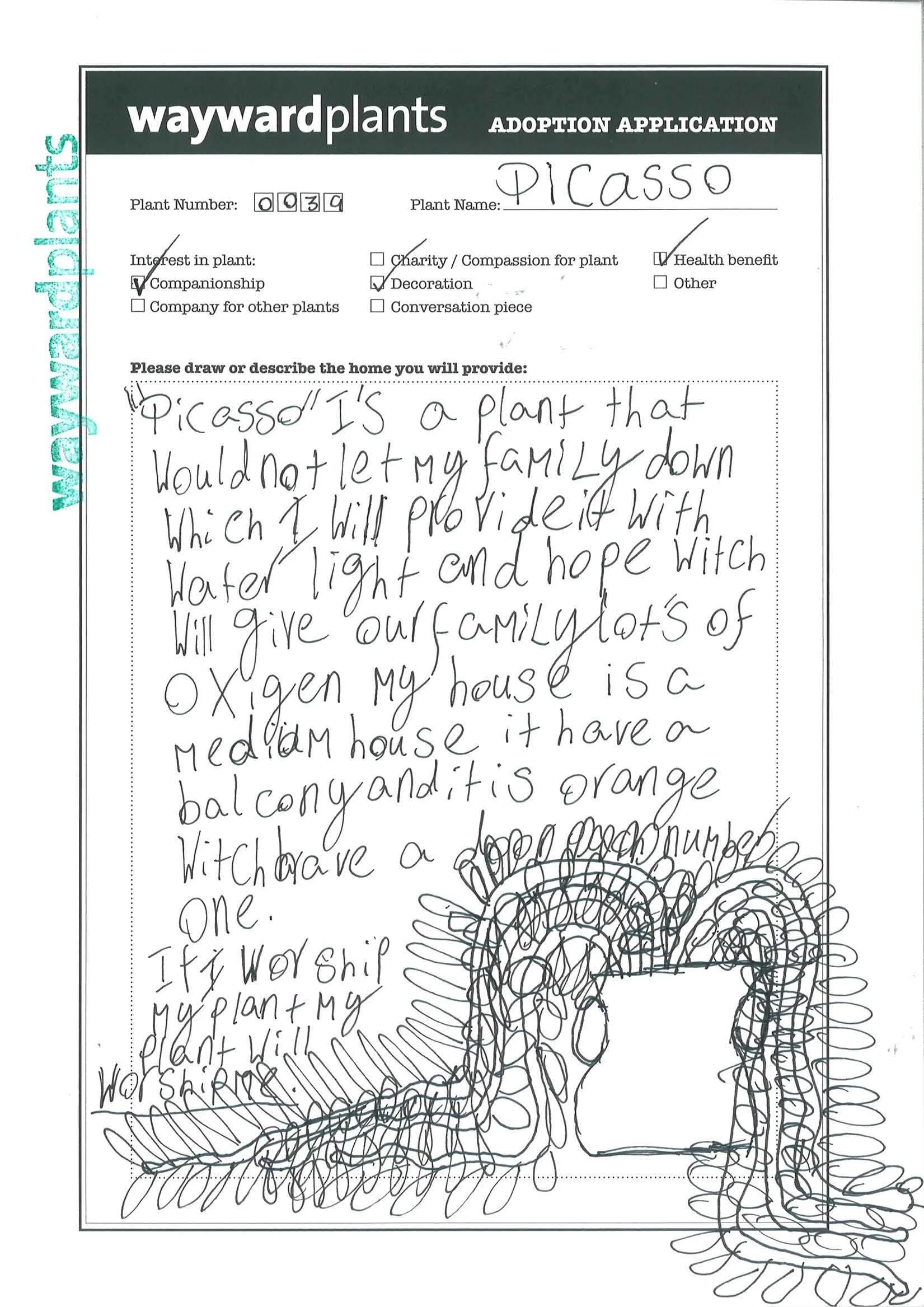 Wayward Plants - Plant Adoption Form
