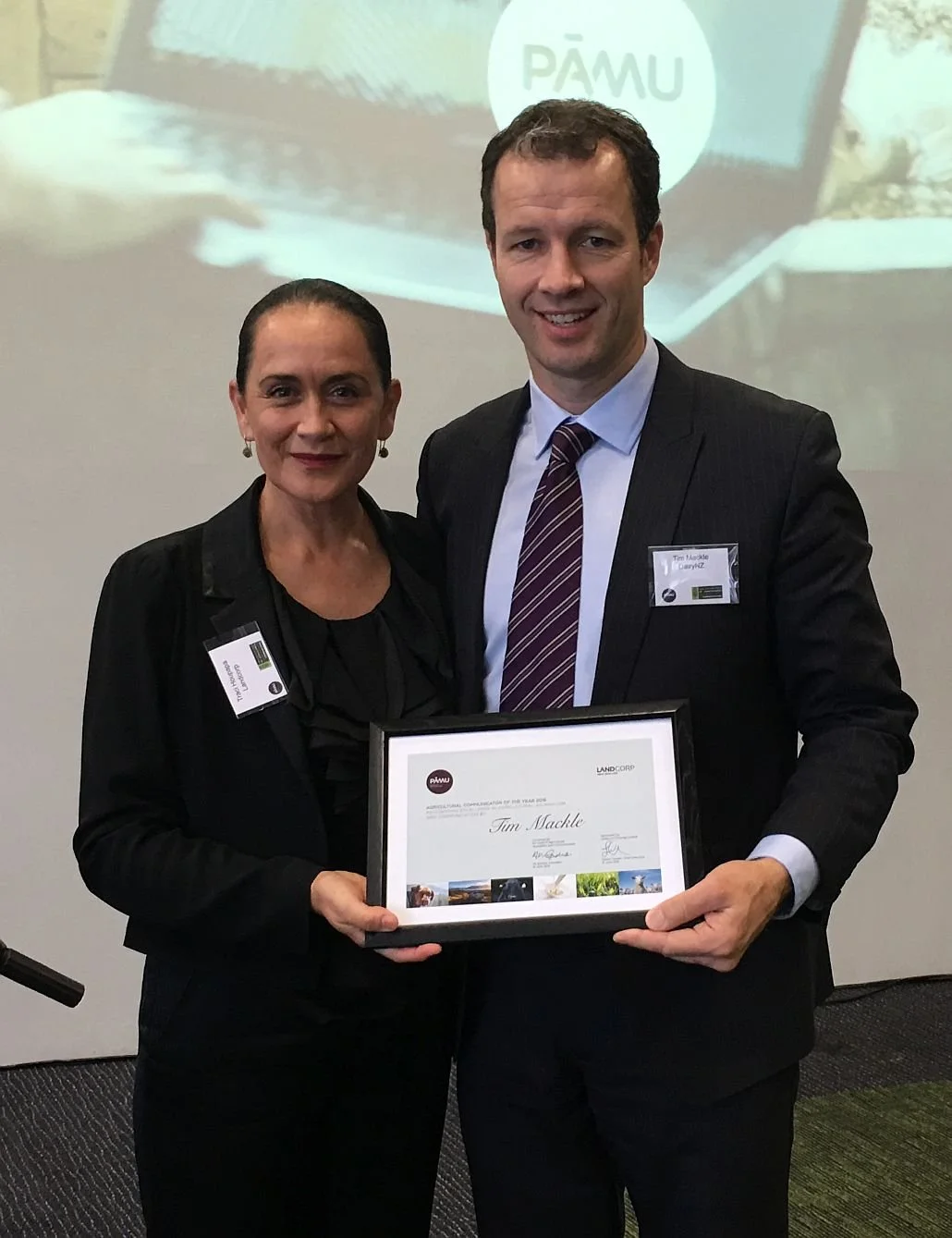 2016 Communicator of the Year Tim Mackle (right) 