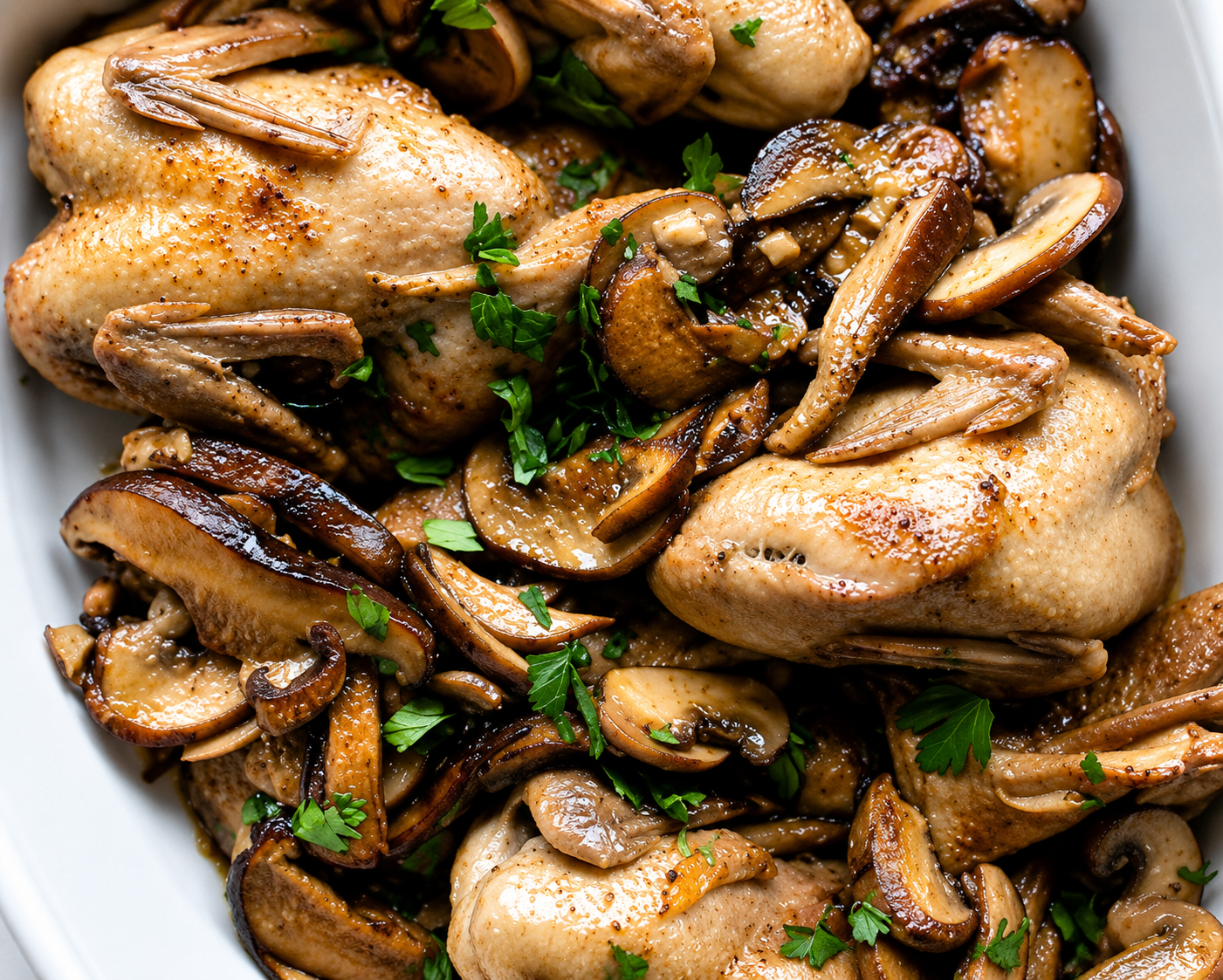 Sautéed Quail with mushrooms &amp; thyme