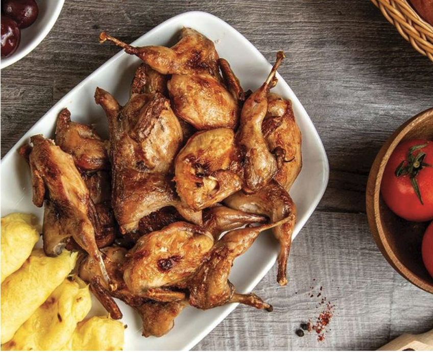 BBQ Quail in a soy and ginger marinade