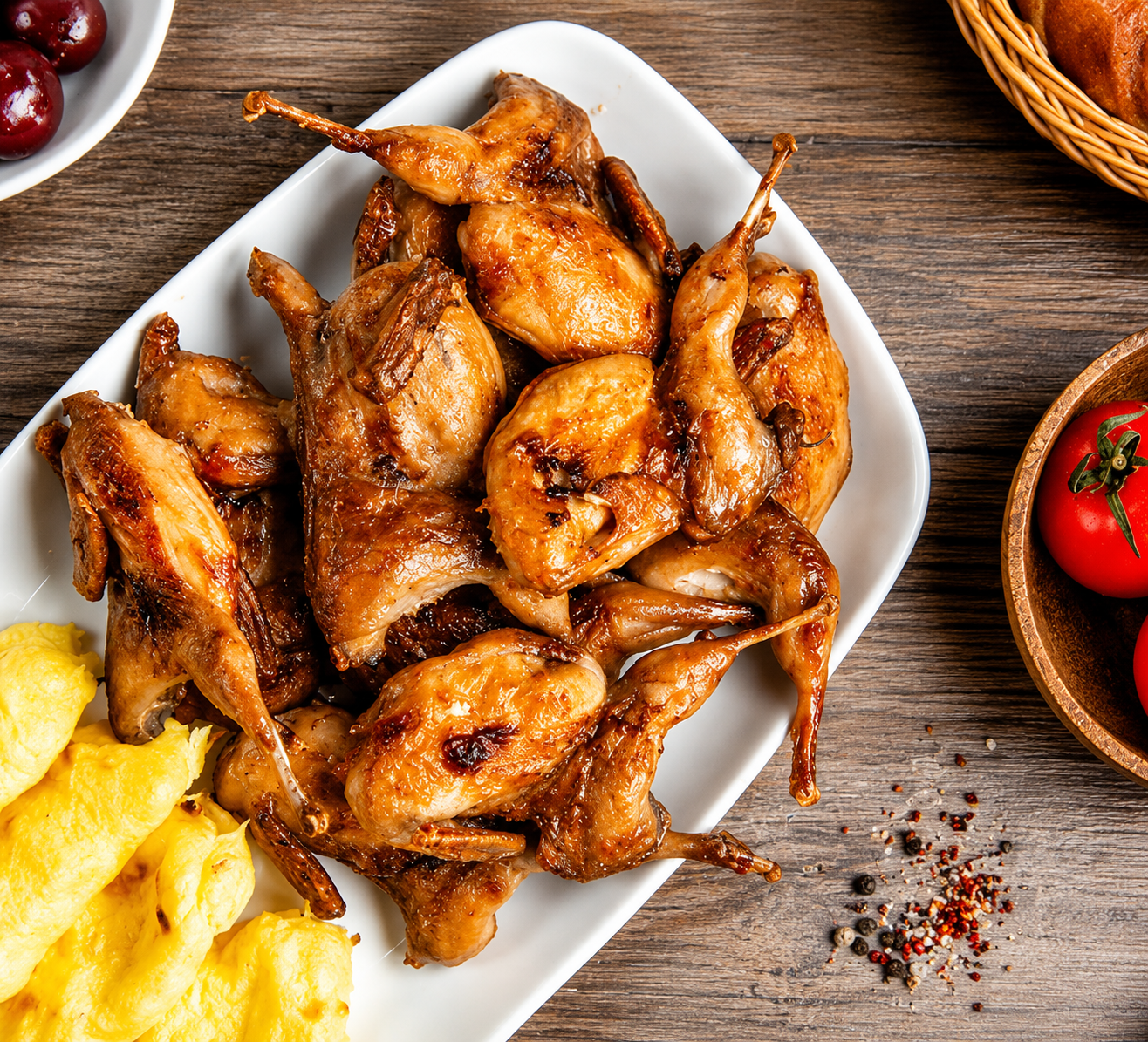 BBQ Quail in a soy and ginger marinade