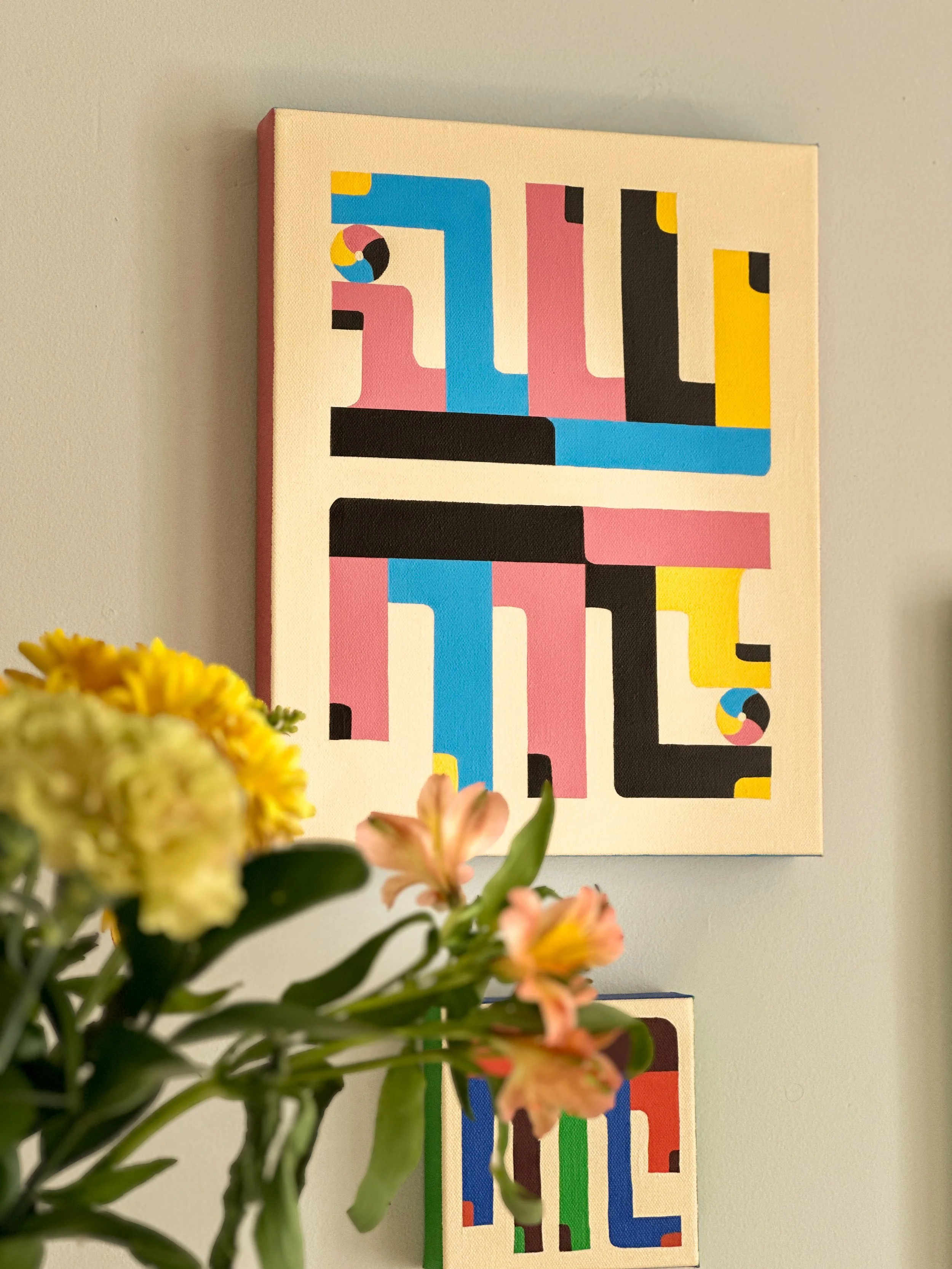 Pink, Blue , Yellow