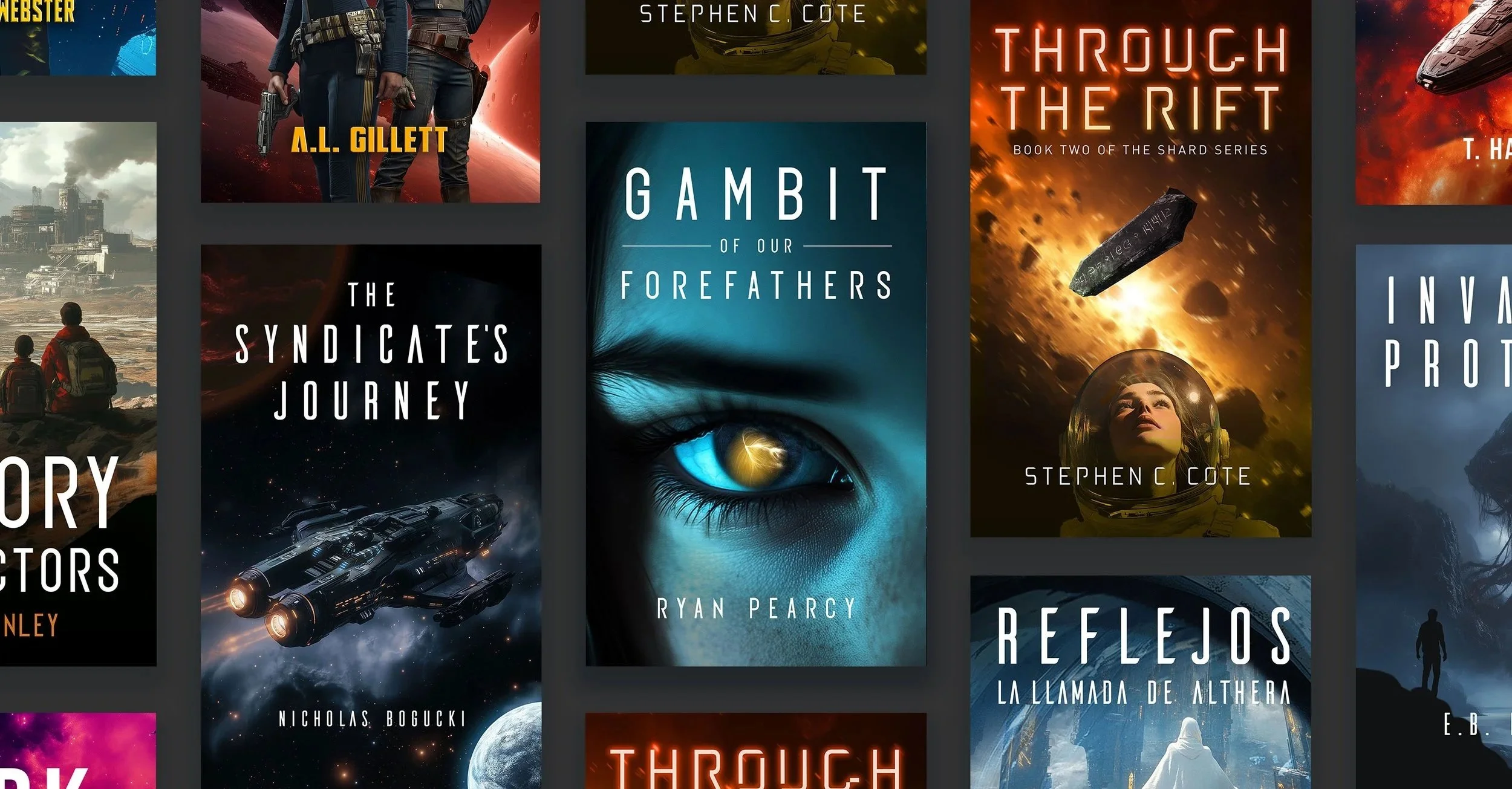 A collection of science fiction book covers by Specter & Spine