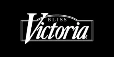Bliss Victoria logo on a black background with white and gray text.