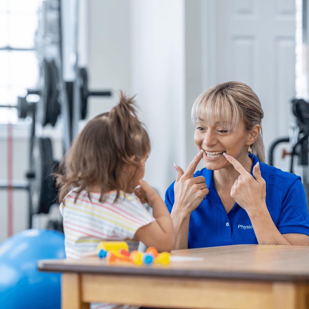 Child copying speech sounds during speech therapy in Fort Myers, FL