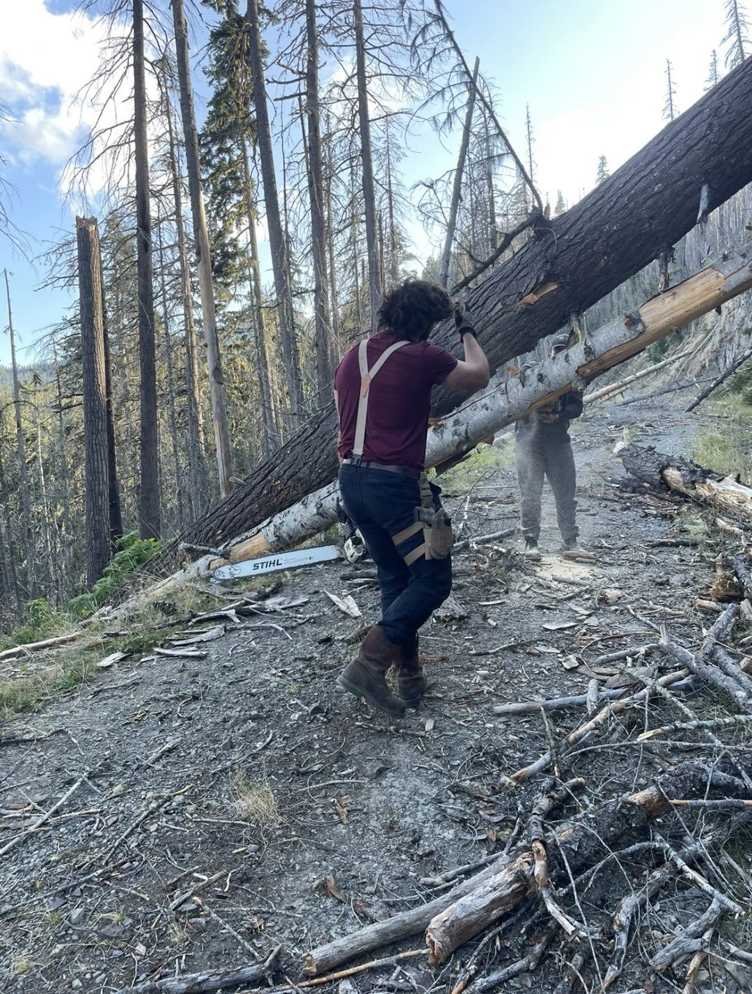 Carefully figuring how best to remove deadfall and rescue stranded campers after a summer storm