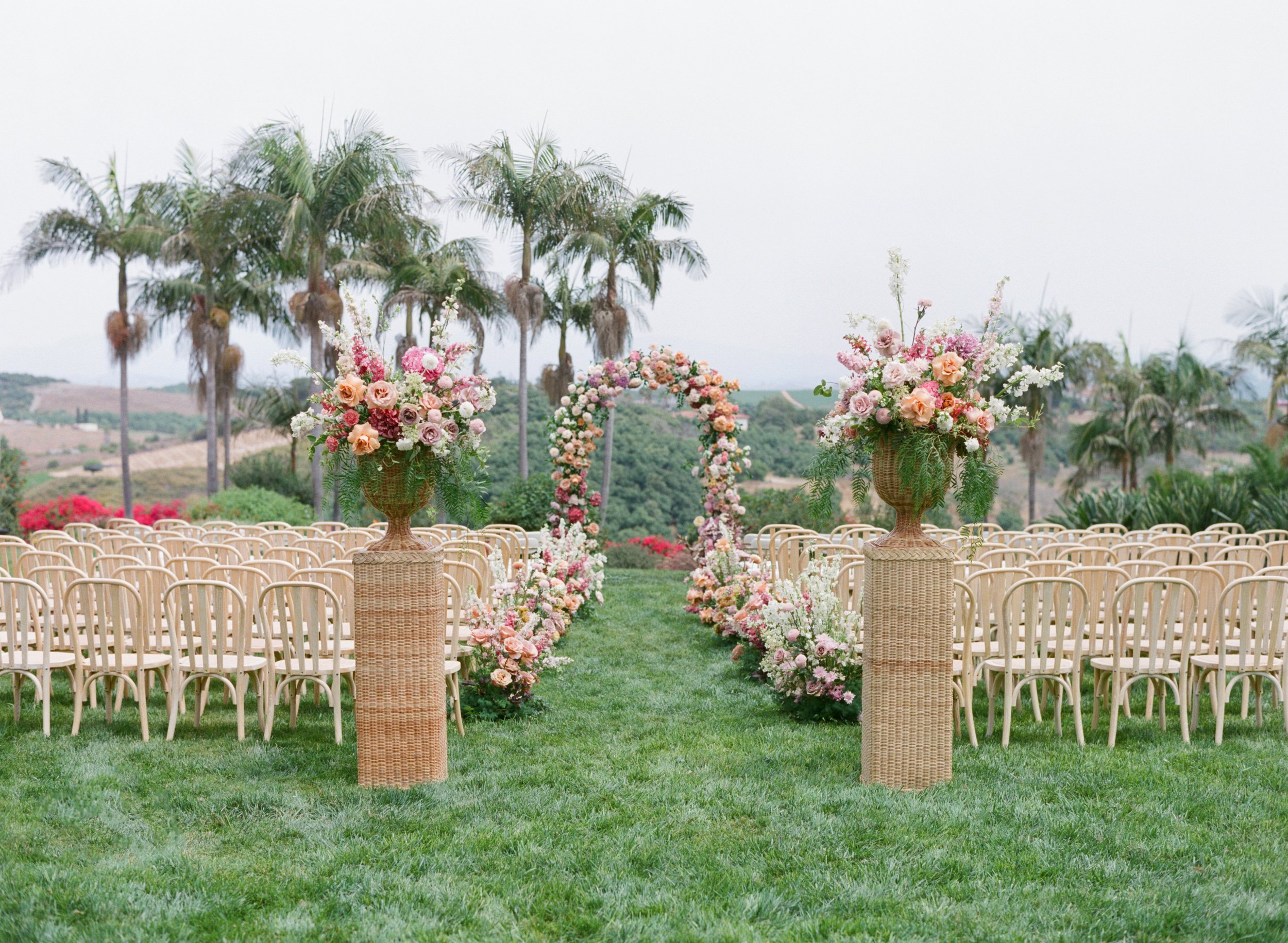 Elegant wedding reception setup at Rancho Vera Cruz wedding venue in Oceanside California
