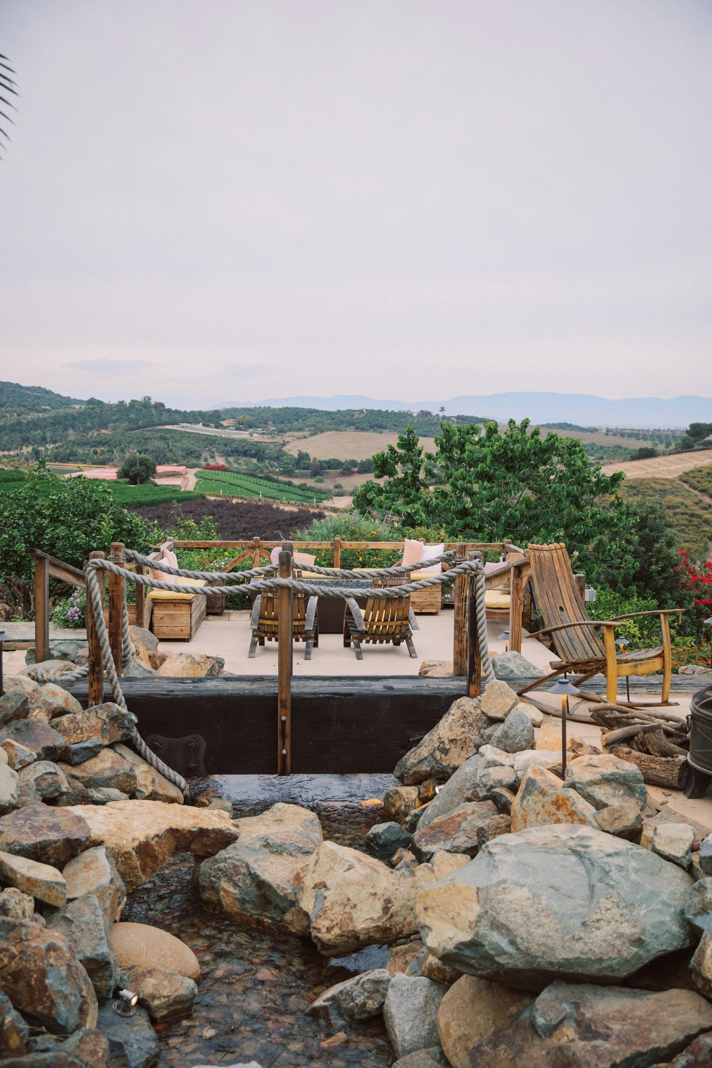 Outdoor wedding ceremony aisle at Rancho Vera Cruz in Oceanside CA