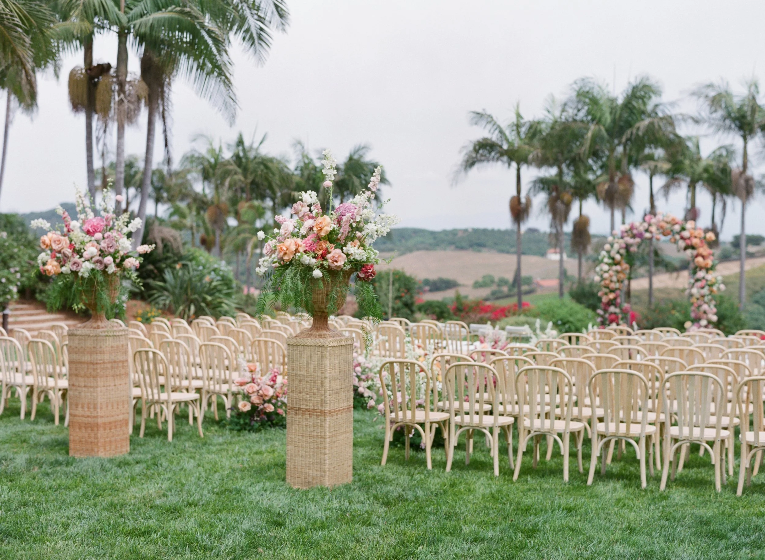 Ceremony floral decor at Rancho Vera Cruz wedding venue