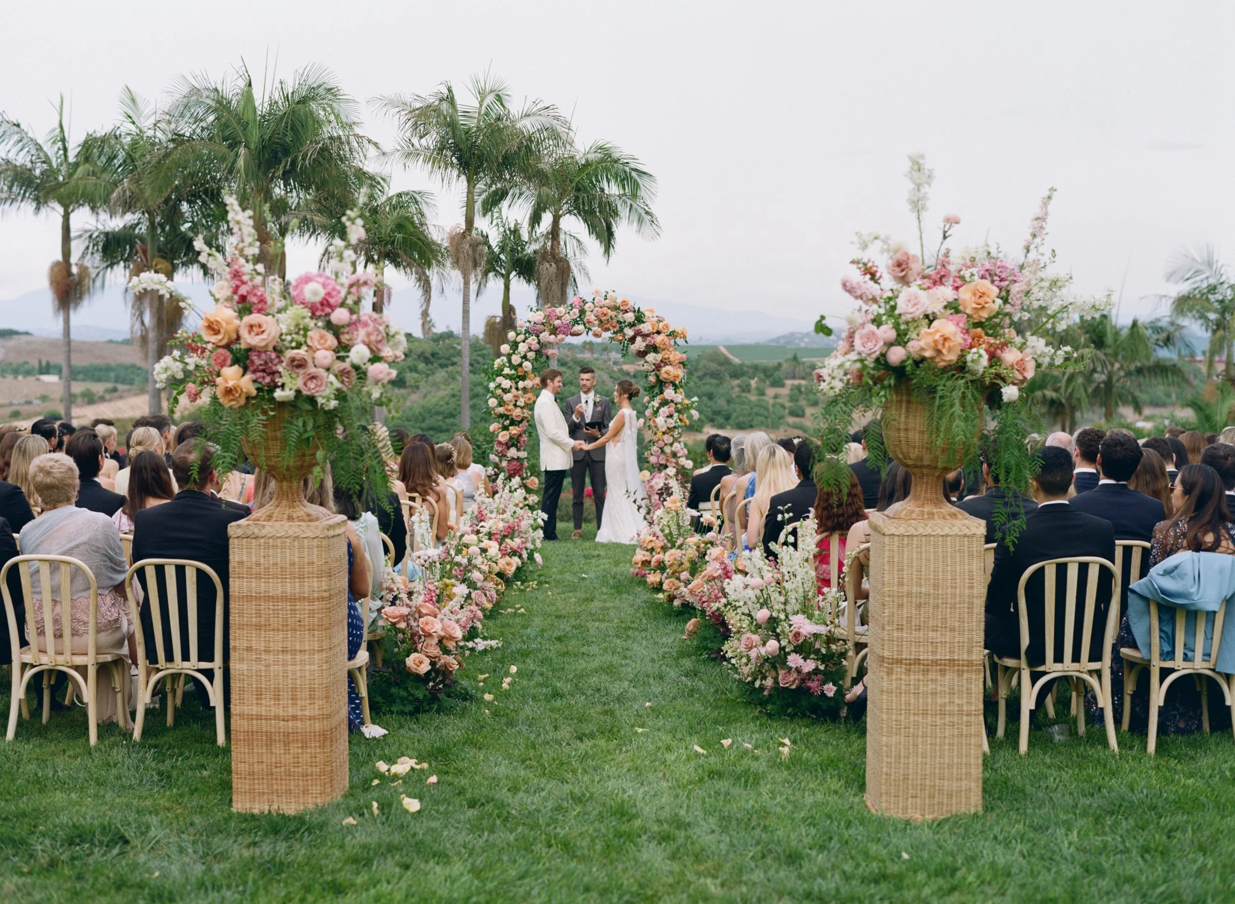 Wedding floral arrangements at Rancho Vera Cruz Oceanside venue