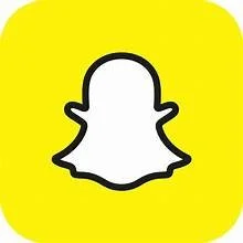 Snapchat logo with a yellow background and a black-outlined ghost.