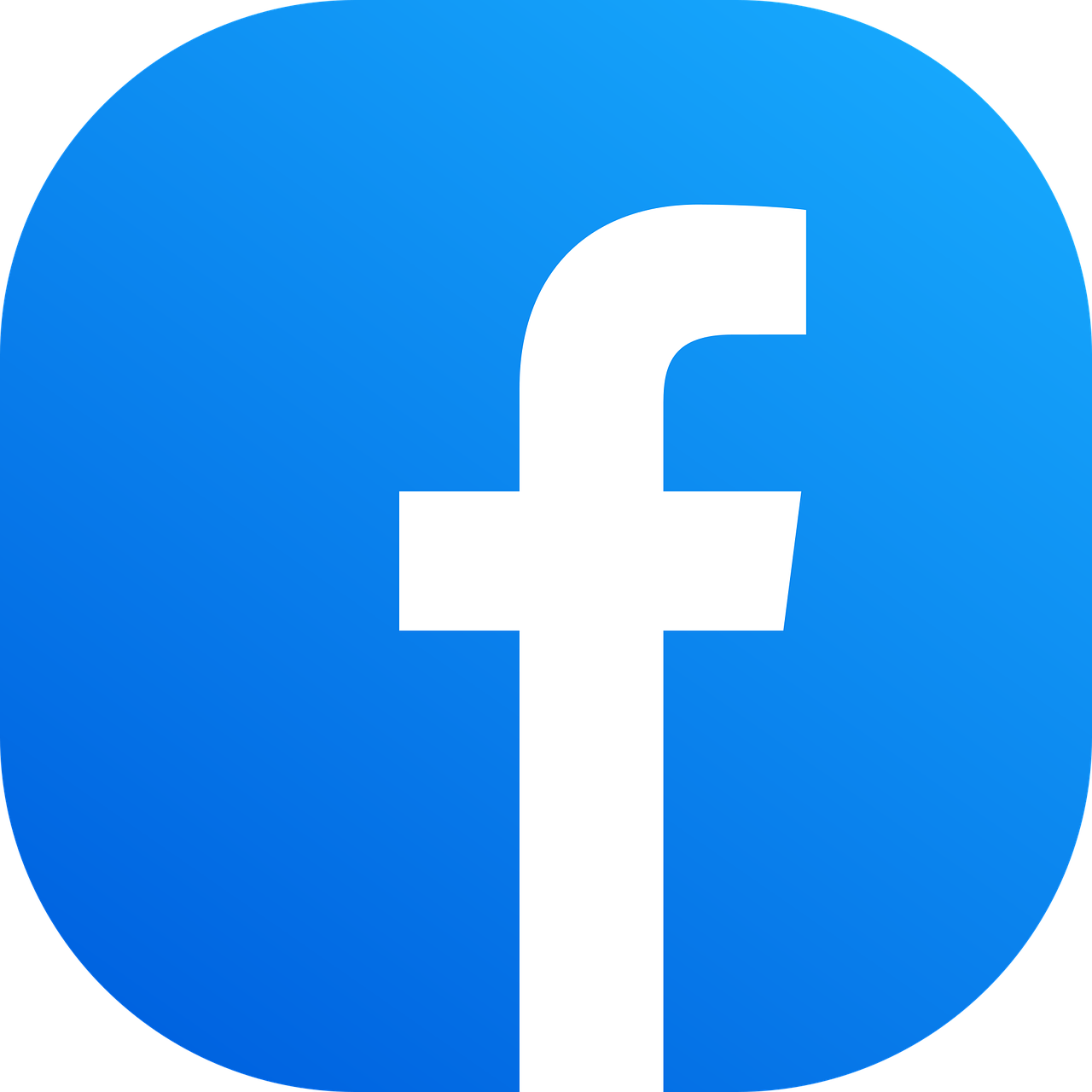 Facebook logo with a white 'f' on a blue circular background.