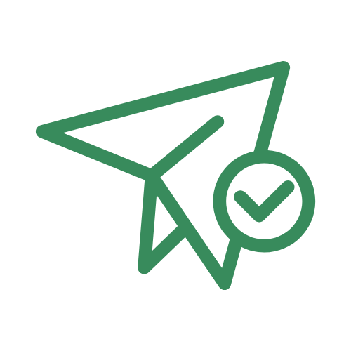 paper airpane icon with checkmark