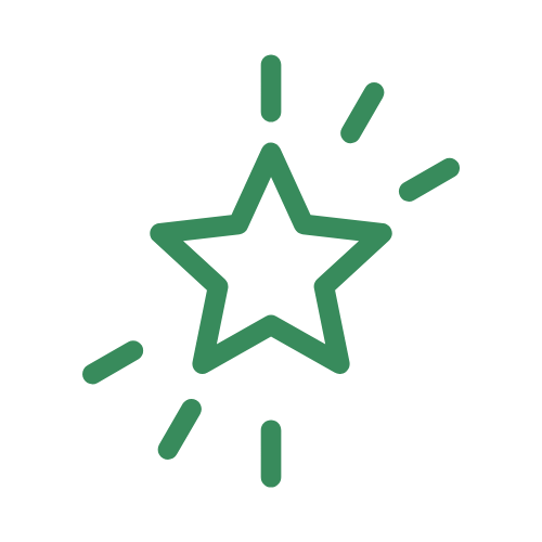 star icon with lines indicating shining