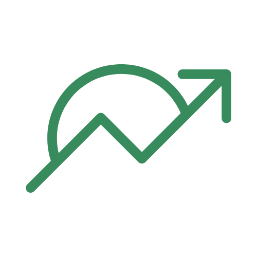 arrow icon with half circle